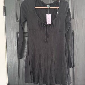 New Wild Fable Black Long Sleeve Front Tie Dress Size Medium